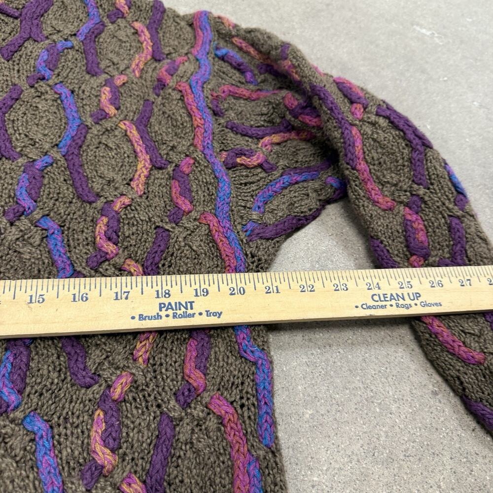 VINTAGE COLOURS ALEXANDER JULIAN 3D KNIT COOGI STYLE LINEN COTTON SWEATER LARGE - Picture 5 of 6